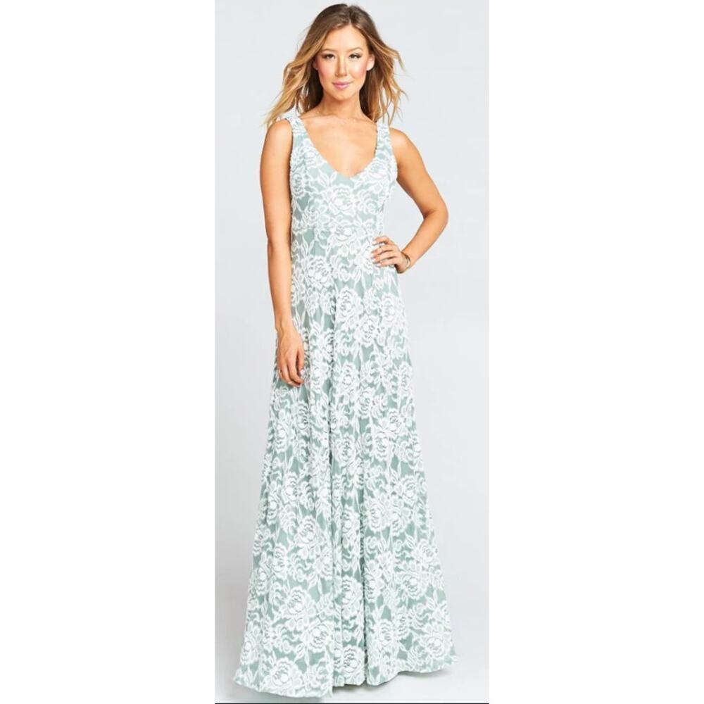 Show Me Your Mumu Jenn Maxi Dress Green Lace‎ size XXS New